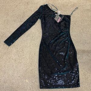 NWT Lipsy sequin velvet long-sleeve mini dress